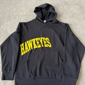 Black Hoodie with Yellow 'HAWKEYES' Print